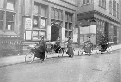 Women acting as Postmen, War Office photographs, 1916 by English Photographer